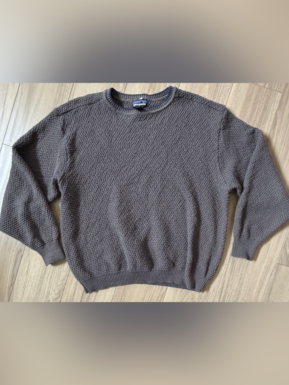 Vtg 90s Patagonia Wool Textured Fisherman Crewneck Sweater Mens Medium Gray